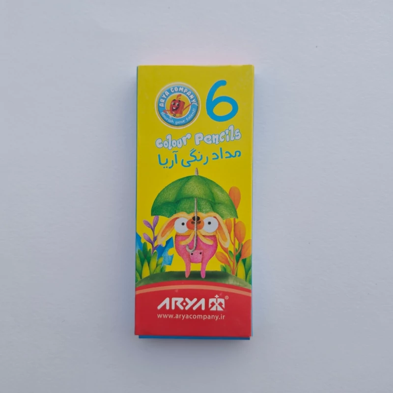 مداد رنگی 6 رنگ کوتاه آریا